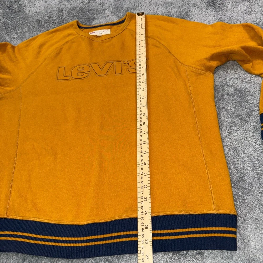 Levi's Men 3LGLK1944 Crewneck Sweatshirt Large Mustard Yellow Raglan Cotton